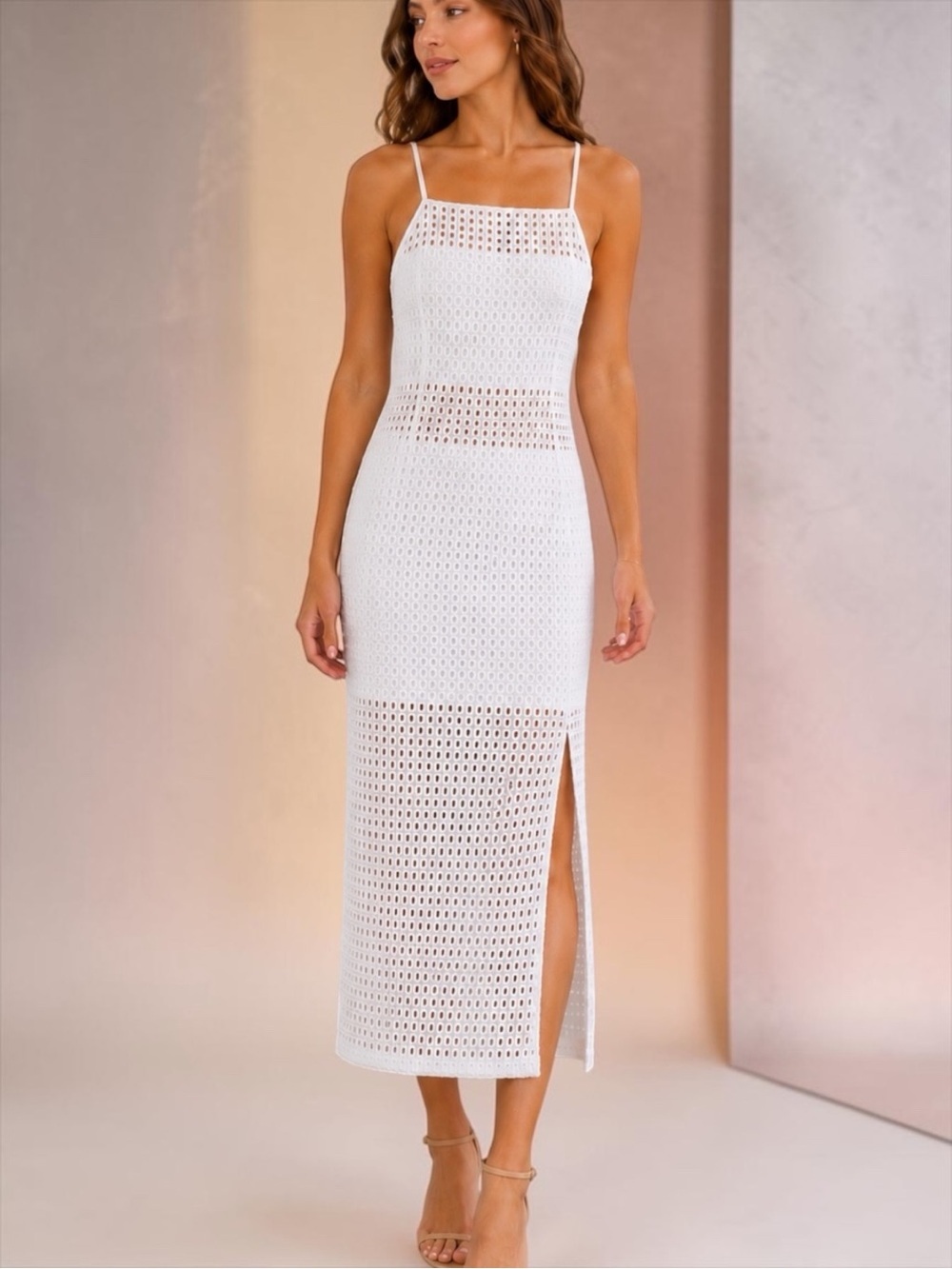 Walter Baker Women’s Cotton White Eyelet Strap Dress Size 10